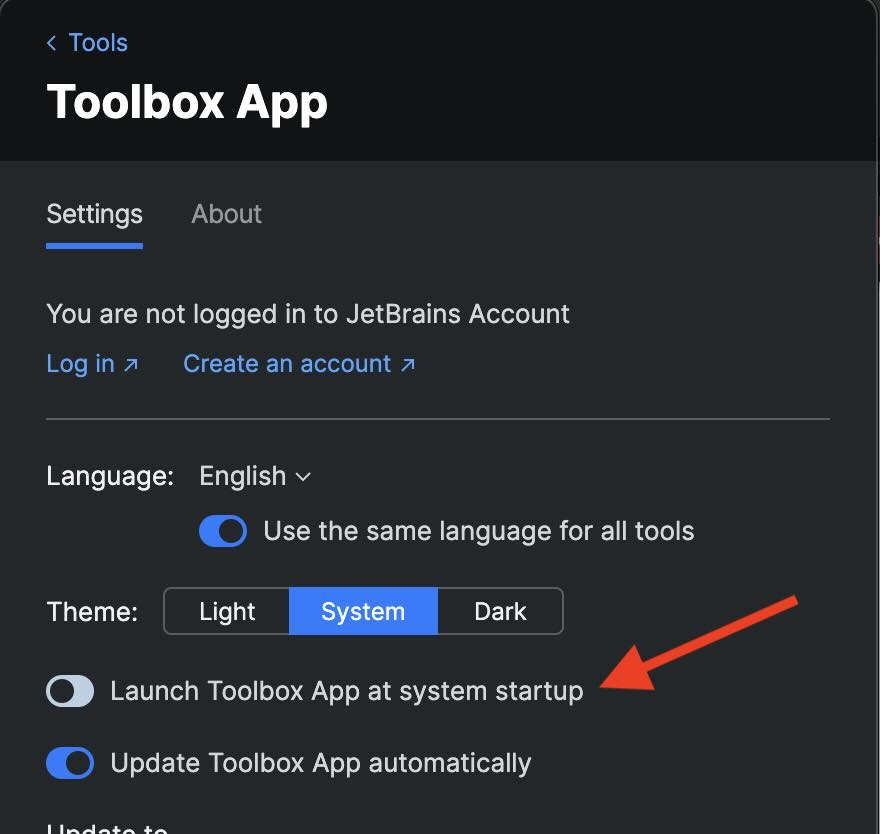 How to remove JetBrains Toolbox from Mac Startup